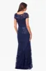 "Shayna" Floor Length Sequin Lace Short Sleeve Gown sold by Xscape