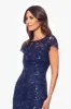 "Shayna" Floor Length Sequin Lace Short Sleeve Gown sold by Xscape