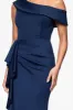 "Valerie" Techno Scuba Off the Shoulder Ruffle Floor Length Dress sold by Xscape