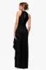 "Gigi" Scuba Cross Neck Ruffle Floor Length Dress sold by Xscape