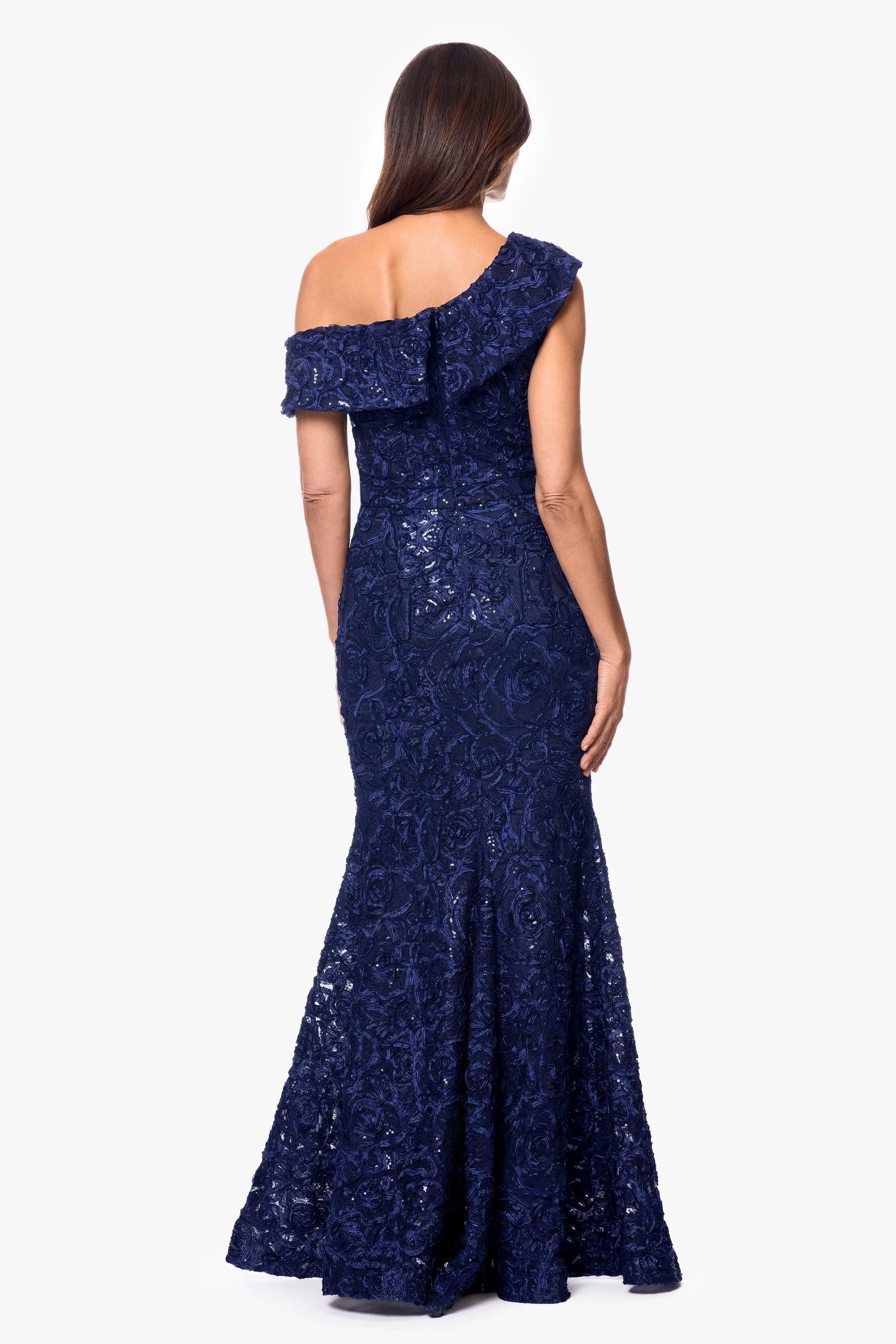 "Claire" Soutache Lace Off Shoulder Floor Length Dress sold by Xscape product image thumbnail 3