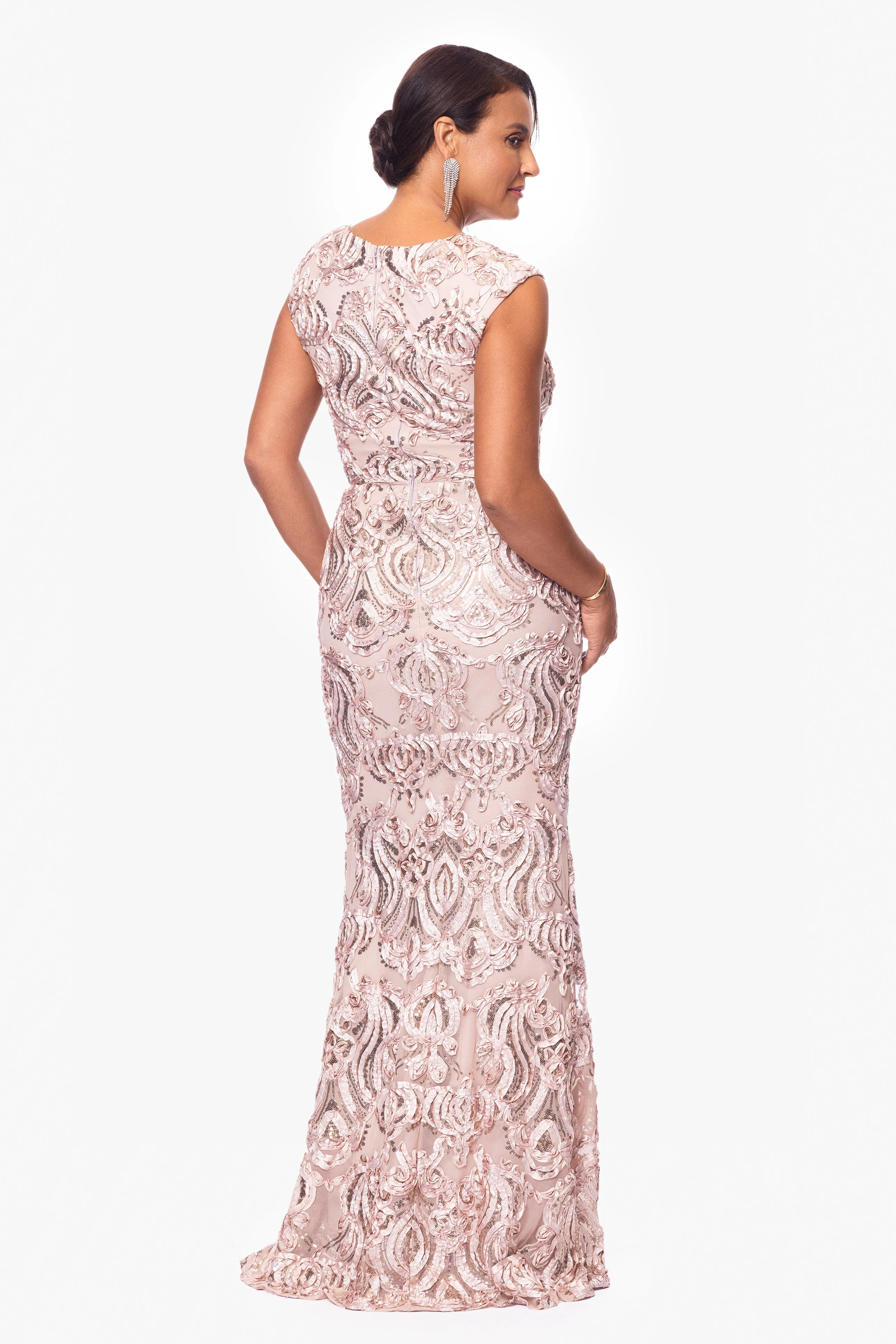 "Tamara" Soutache Lace Square Neck Floor Length Dress sold by Xscape product image thumbnail 3