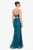 "Jocelyn" Long Glitter Mesh V-Neck Dress sold by Xscape