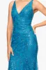 "Jocelyn" Long Glitter Mesh V-Neck Dress sold by Xscape