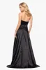 Blondie Nites "Raquel" Long Strapless Jacquard Gown sold by Xscape