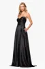 Blondie Nites "Raquel" Long Strapless Jacquard Gown sold by Xscape