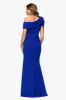 "Gabrielle" Scuba Crepe Off Shoulder Ruffle Floor Length Dress sold by Xscape