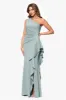 "Flo" Long Techno Scuba One Shoulder Ruffle Dress sold by Xscape