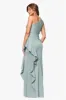 "Flo" Long Techno Scuba One Shoulder Ruffle Dress sold by Xscape