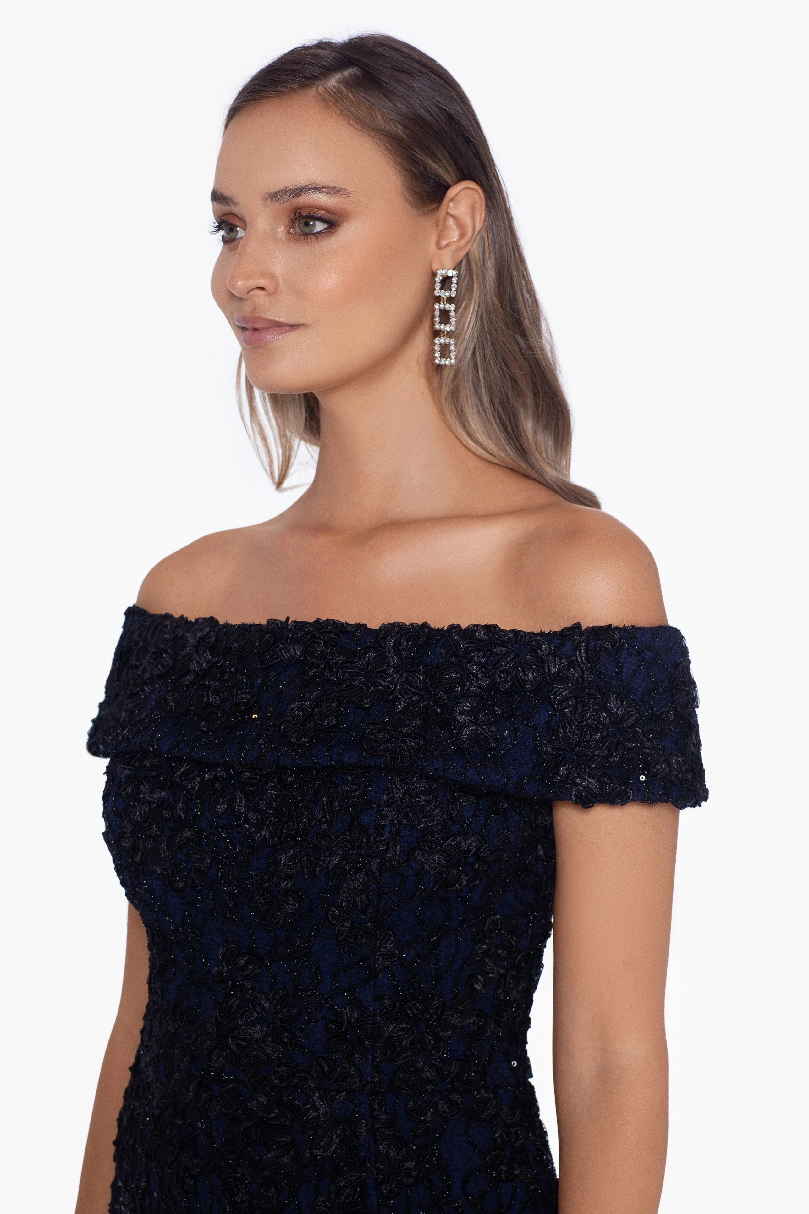 "Macy" Off The Shoulder Lace Dress sold by Xscape product image thumbnail 2
