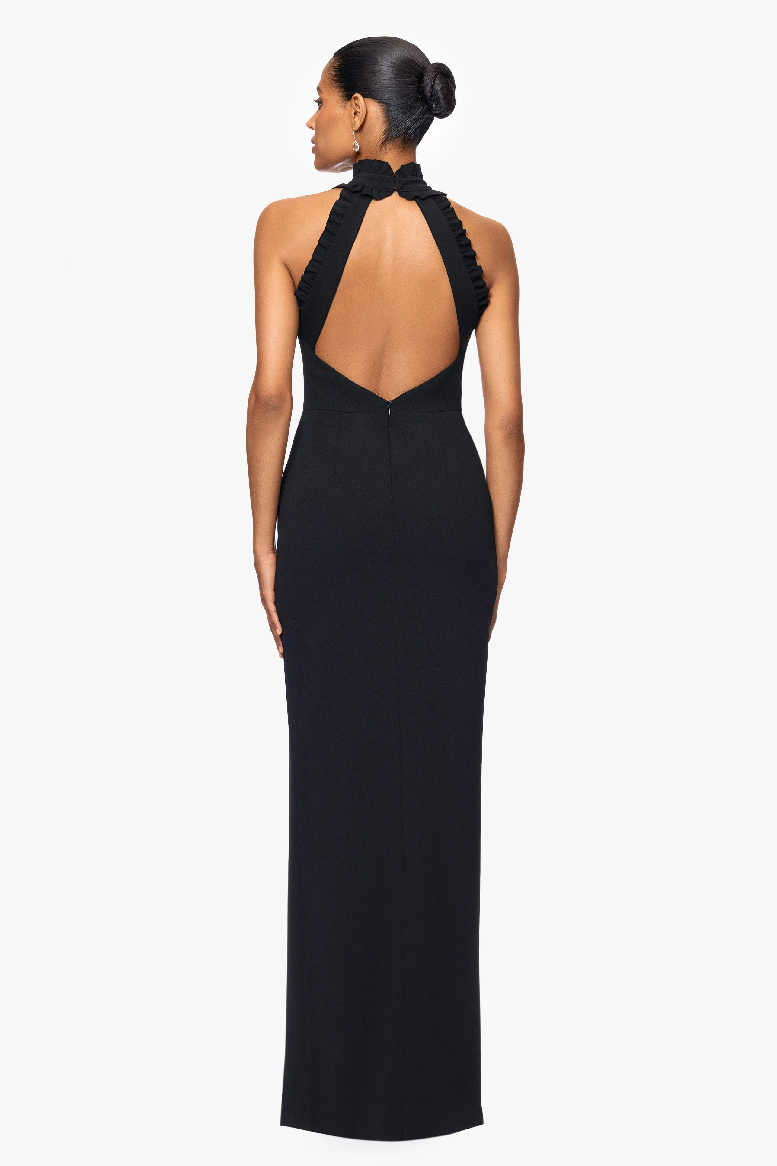 "Shayla" Scuba Crepe Mock Neck Floor Length Dress sold by Xscape product image thumbnail 3