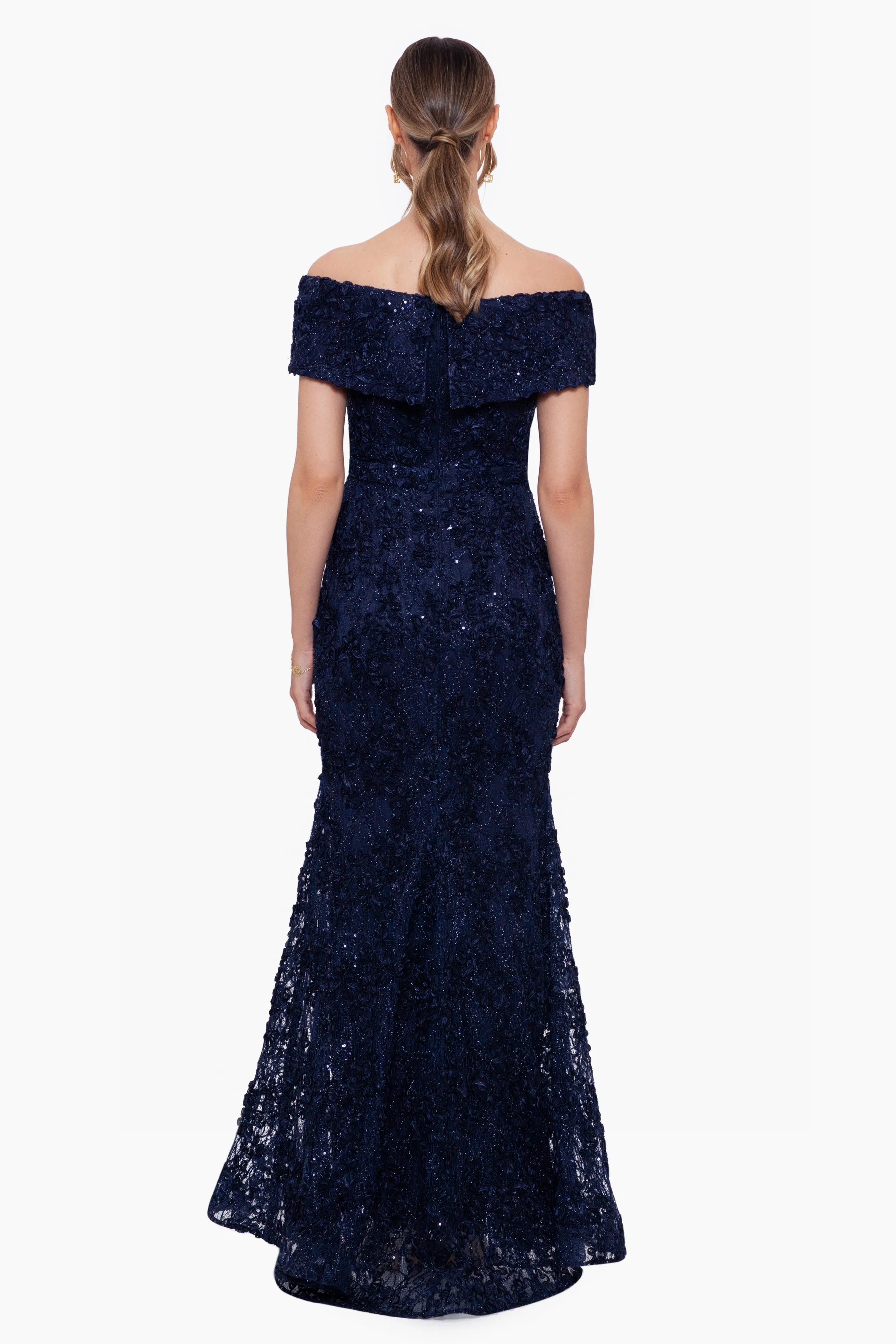 "Jill" Off The Shoulder Long Lace Dress sold by Xscape product image thumbnail 3