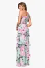 "Angela" Print Chiffon One Shoulder Ruffle Floor Length Dress sold by Xscape