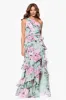 "Angela" Print Chiffon One Shoulder Ruffle Floor Length Dress sold by Xscape