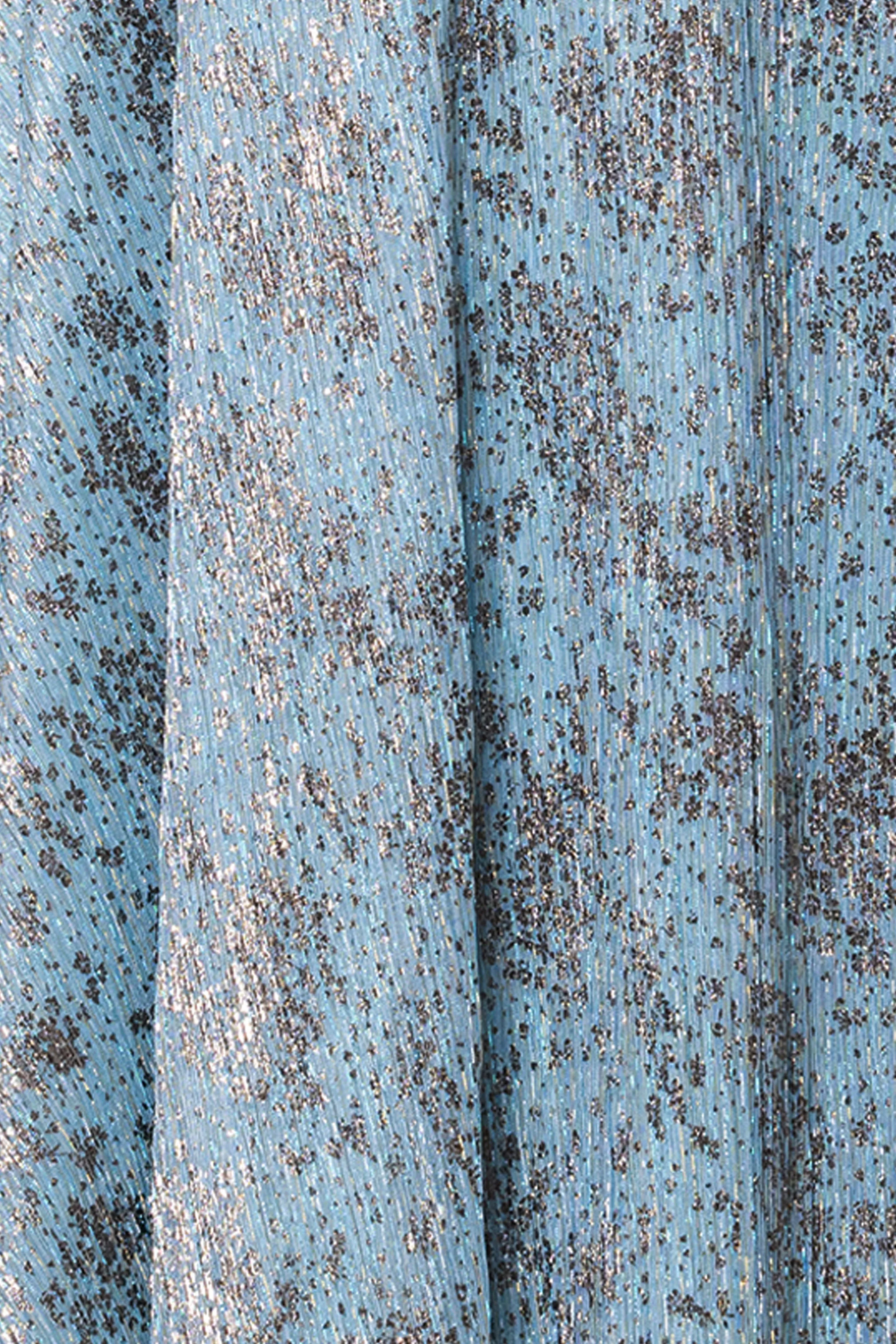 Plus "Lillian" Crinkle Foil One Shoulder Ruffle Floor Length Dress sold by Xscape product image thumbnail 5