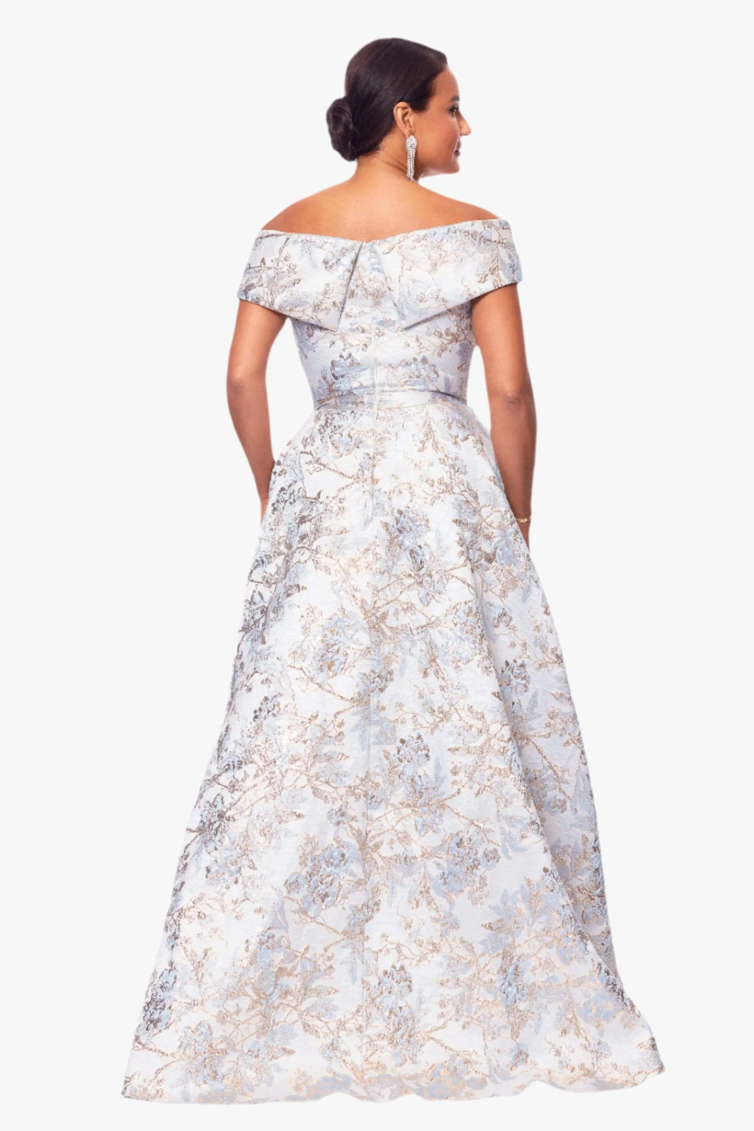 "Melissa" Brocade Off the Should V-Neck Ballgown sold by Xscape product image thumbnail 3