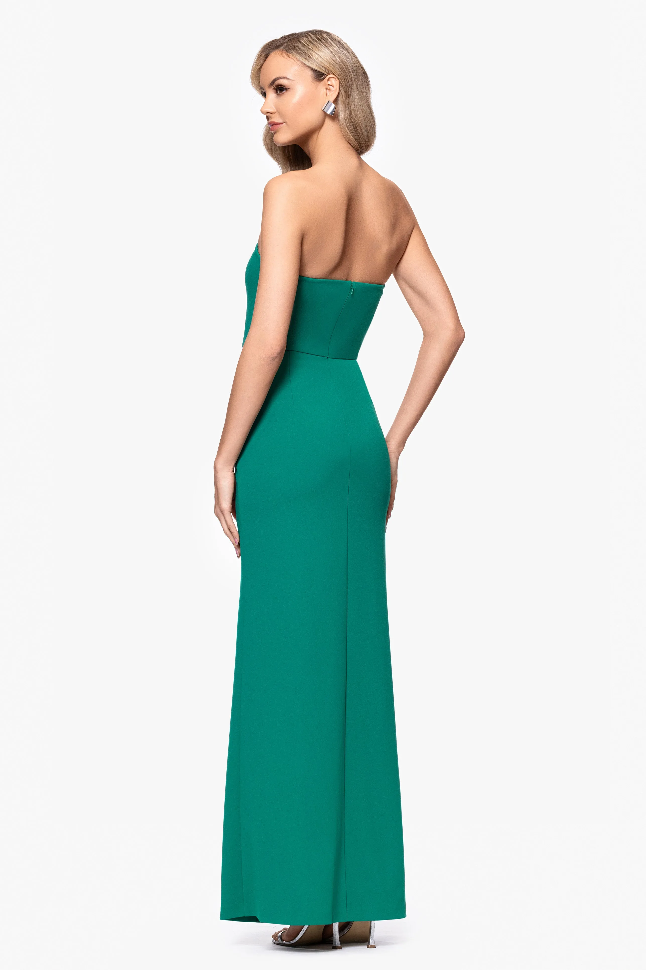 Blondie Nites "Reese" Long Scuba Strapless Ruched Dress sold by Xscape product image thumbnail 3