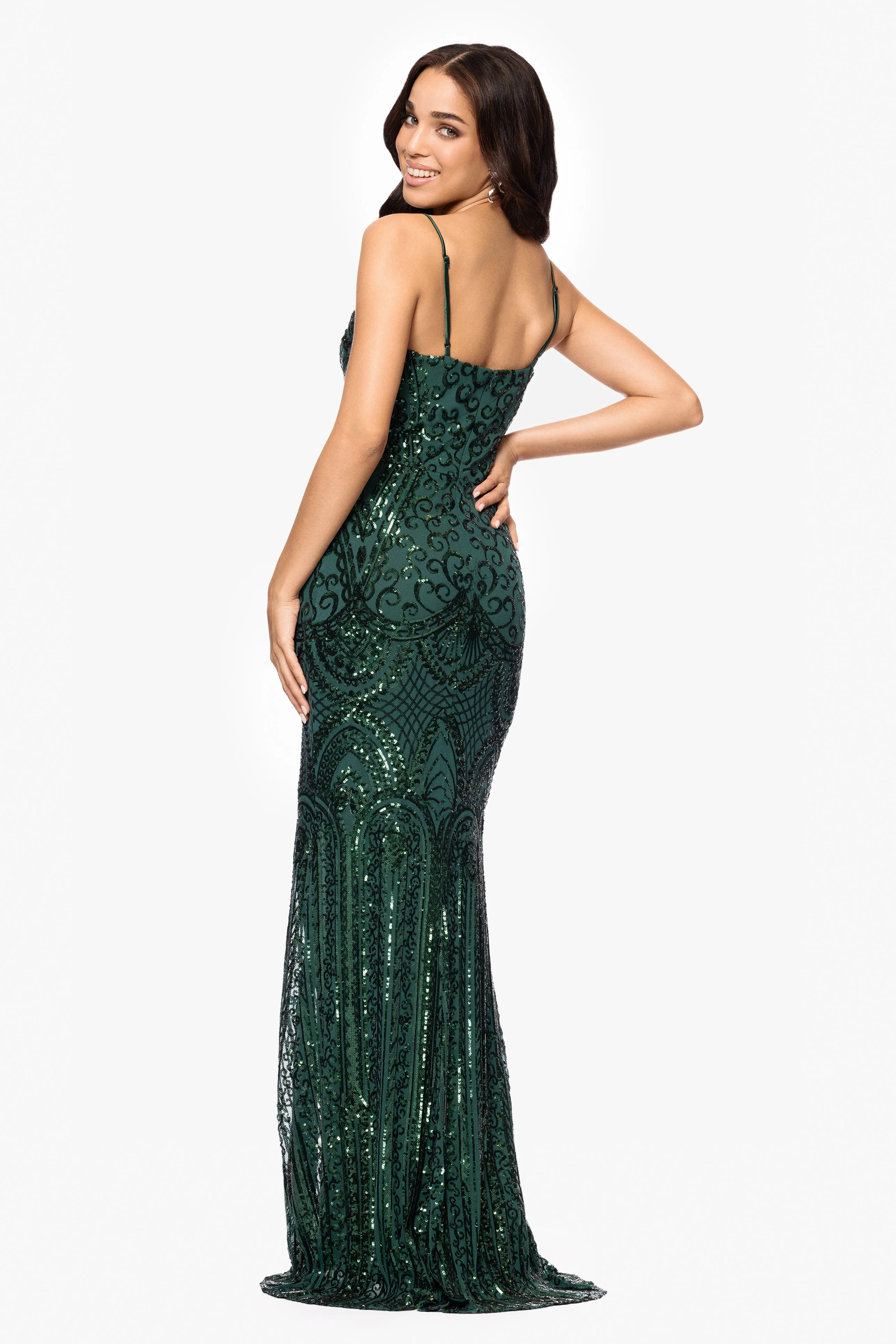 Blondie Nites "Carrie" Sequin Spaghetti Strap Floor Length Dress sold by Xscape product image thumbnail 3