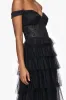 Blondie Nites "Charlotte" Long Mesh Off the Shoulder Applique and Ruffle Skirt Dress sold by Xscape