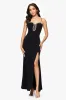 Blondie Nites "Eliza" Scuba Stoned Spaghetti Strap Floor Length Dress sold by Xscape