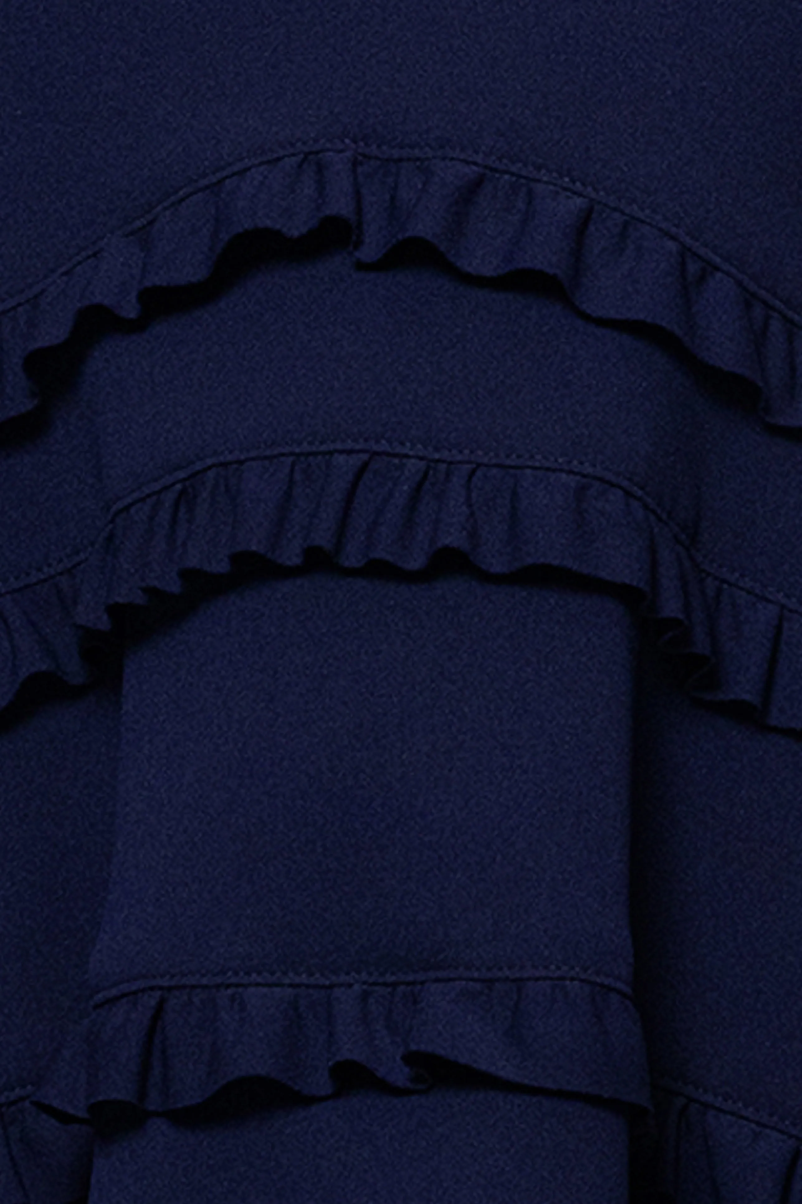 "Taylor" Scuba Crepe Ruffle High Neck High Low Dress sold by Xscape product image thumbnail 5