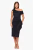 "Mallory" Techno Scuba Off the Shoulder Ruffle Knee Length Dress sold by Xscape