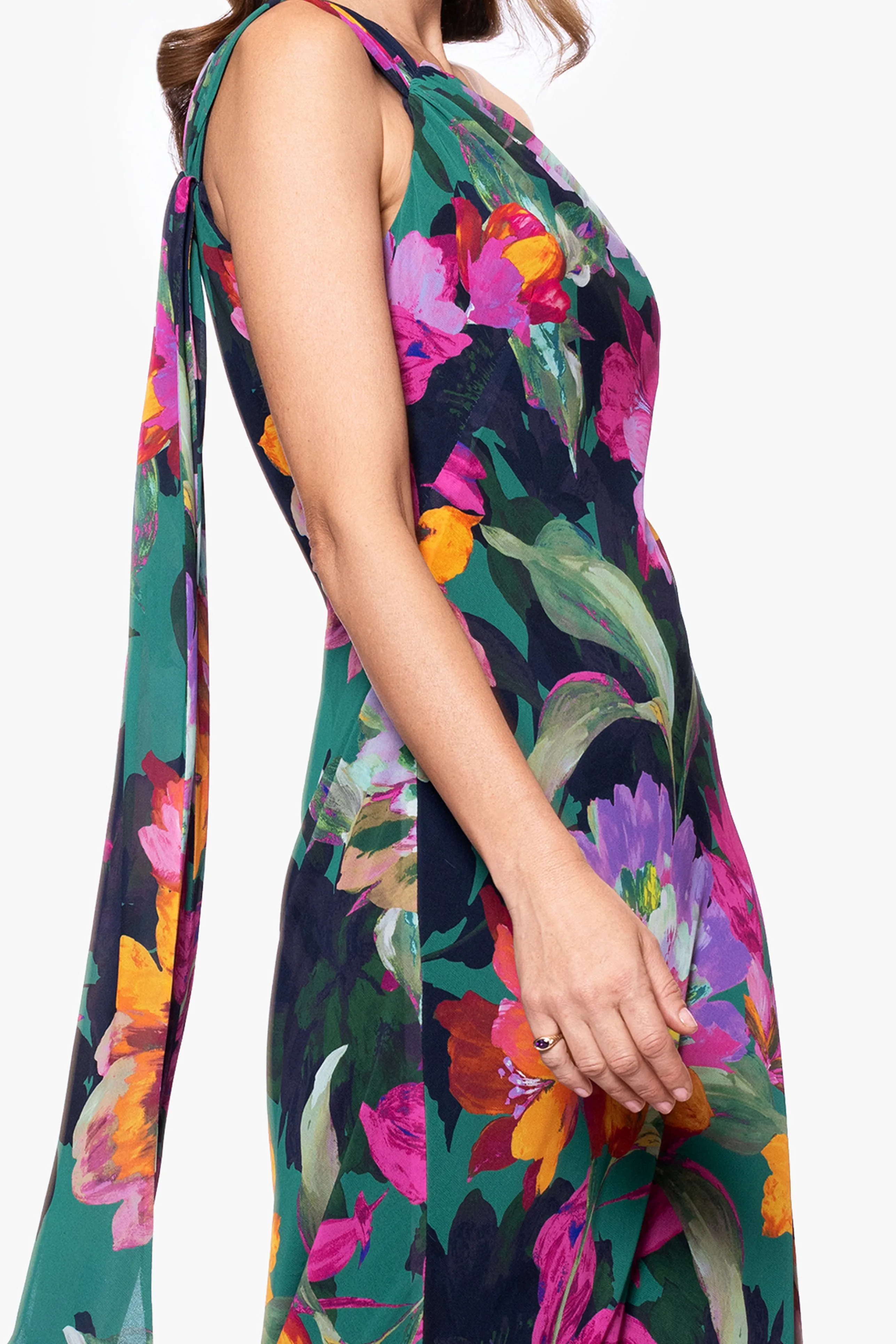 "Michelle" Print Chiffon One Shoulder Floor Length Dress sold by Xscape product image thumbnail 2