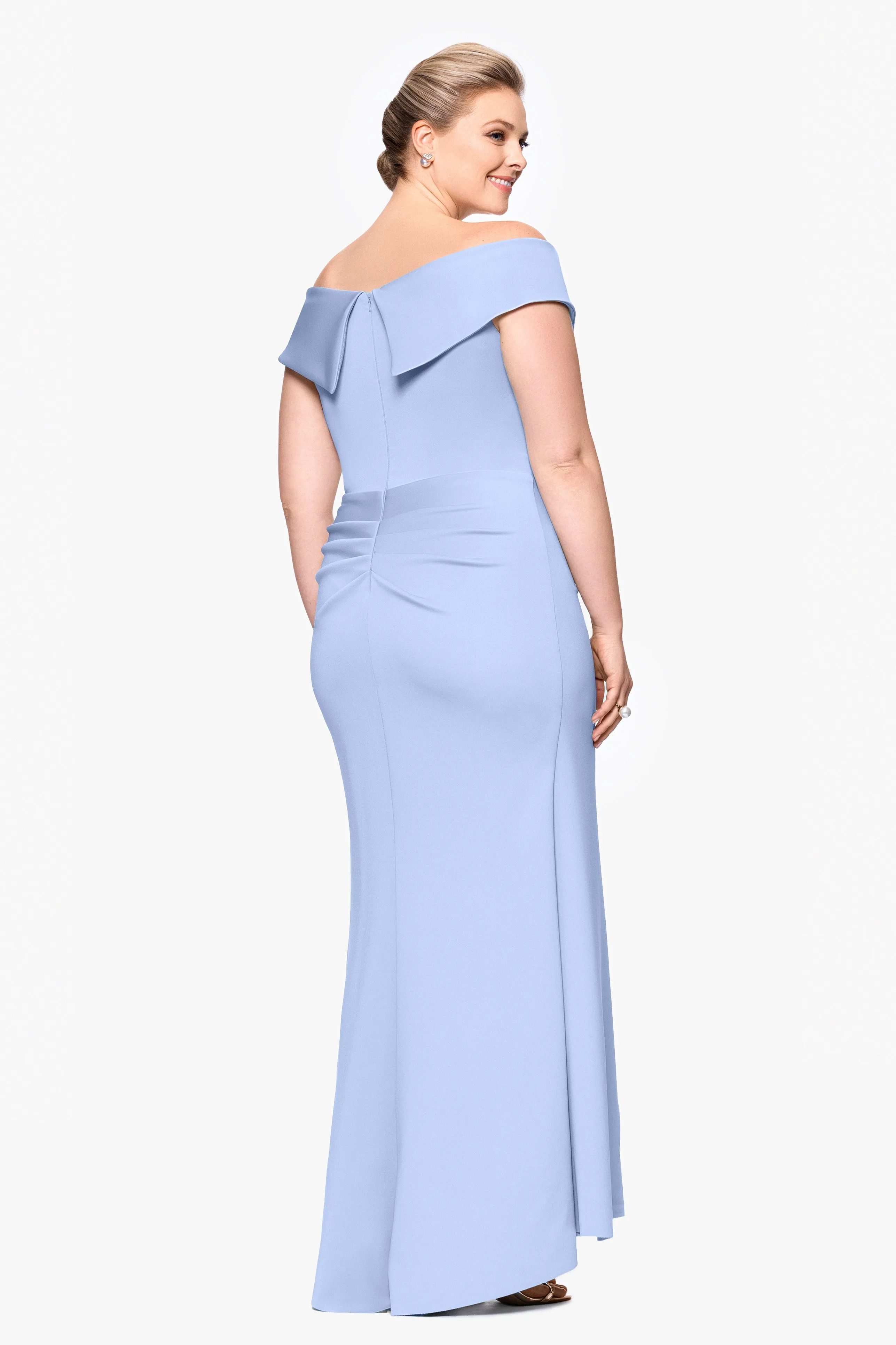 Plus "Patti" Long Off the Shoulder Scuba Crepe Dress sold by Xscape product image thumbnail 3