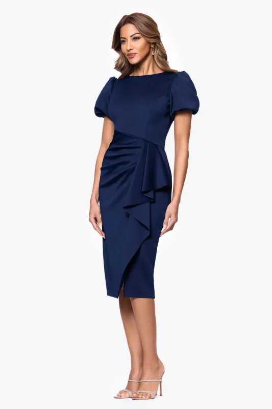 "Marleen" Techno Scuba Bubble Sleeve Knee Length Dress sold by Xscape