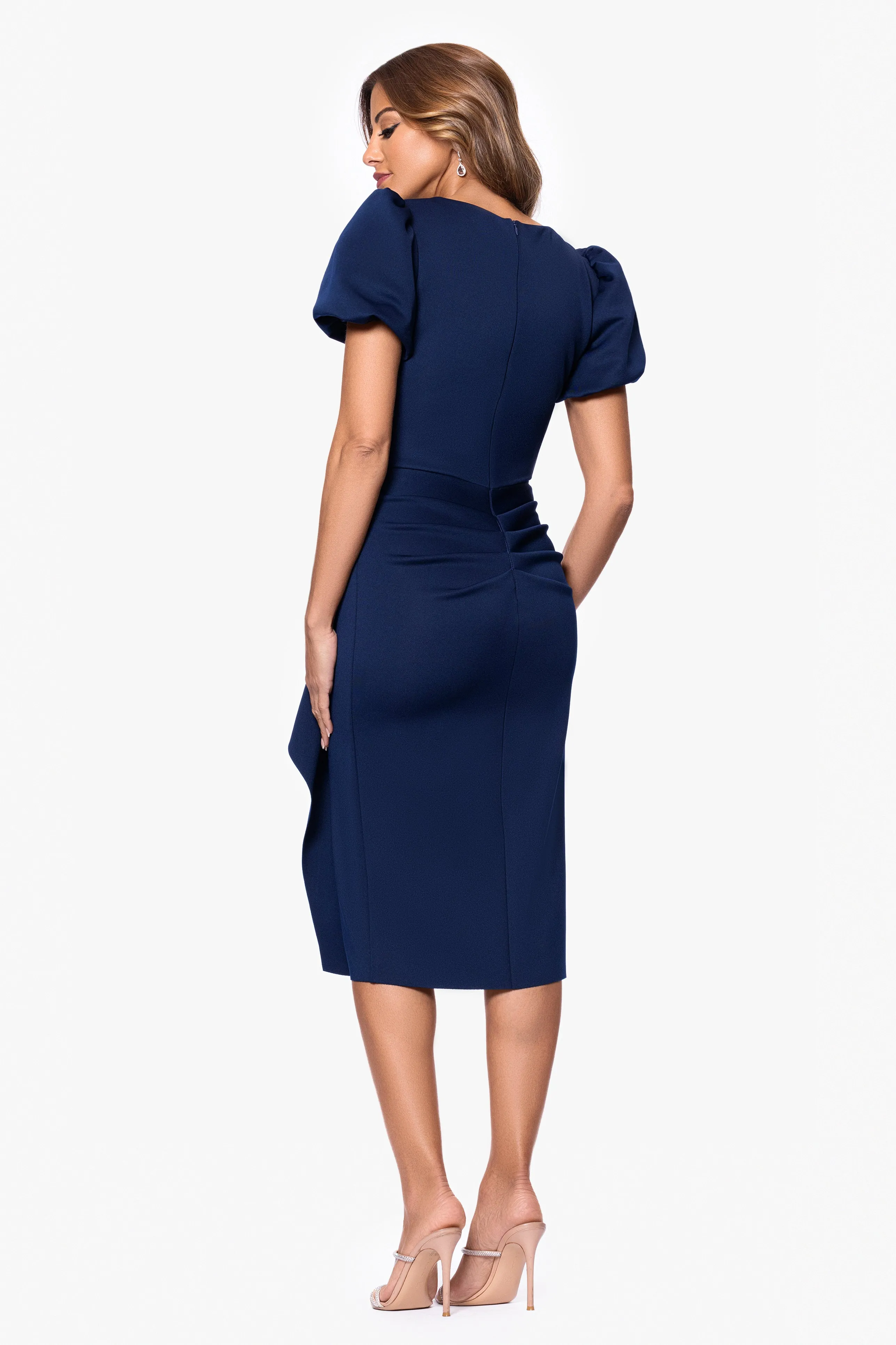 "Marleen" Techno Scuba Bubble Sleeve Knee Length Dress sold by Xscape product image thumbnail 3