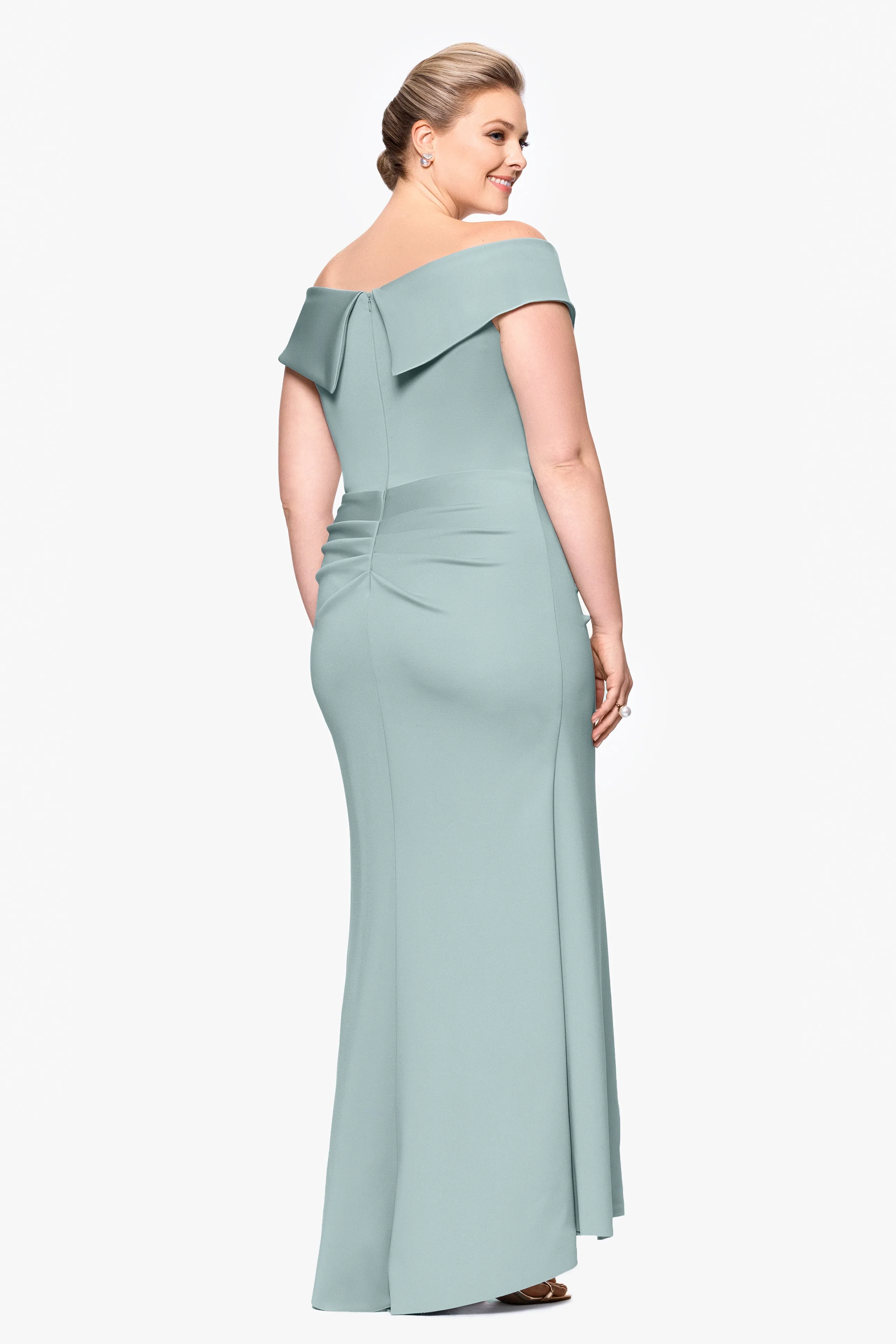 Plus "Patti" Long Off the Shoulder Techno Scuba Dress sold by Xscape product image thumbnail 3