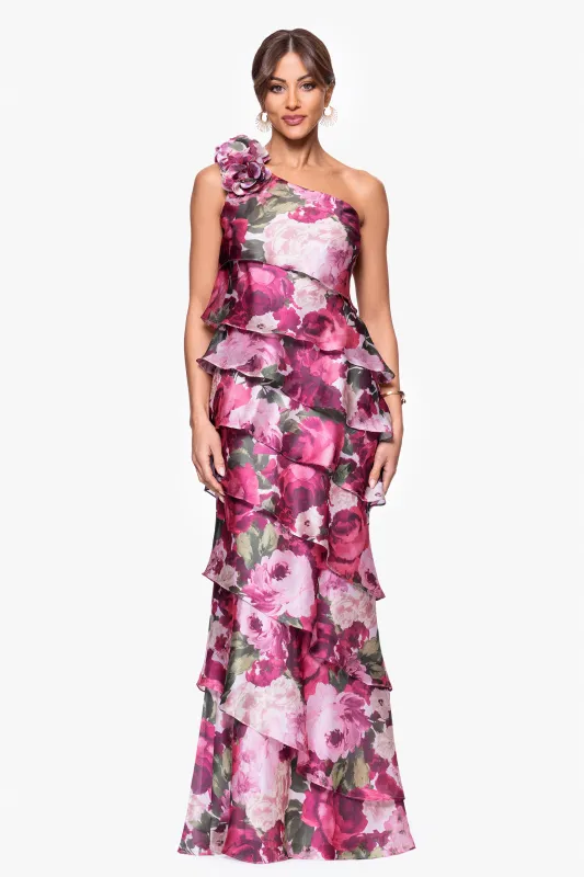 "Alexis" Chiffon Tiered One Shoulder Floor Length Dress sold by Xscape