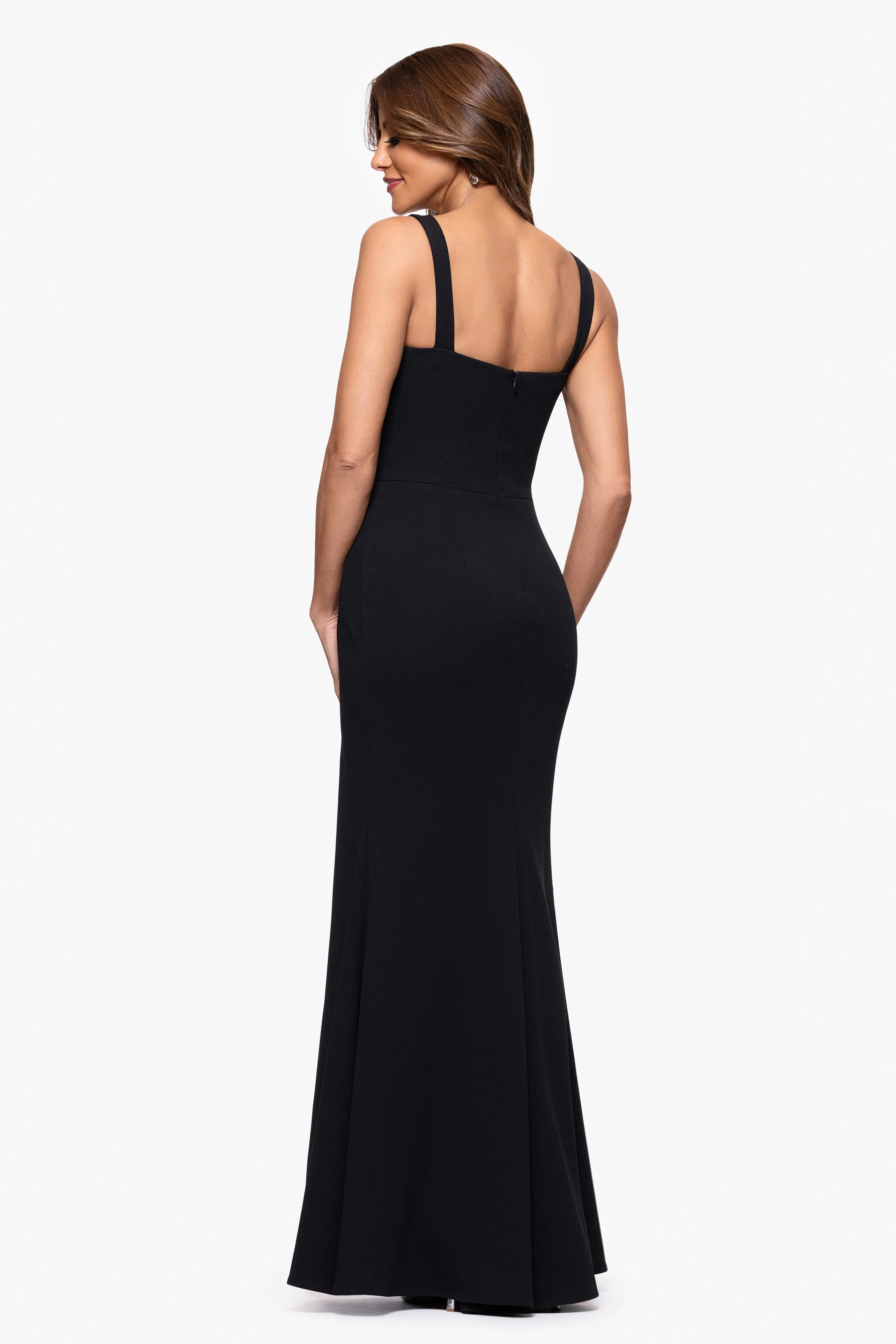 "Lydia" Scuba Crepe Embellished Neckline Floor Length Dress sold by Xscape product image thumbnail 3