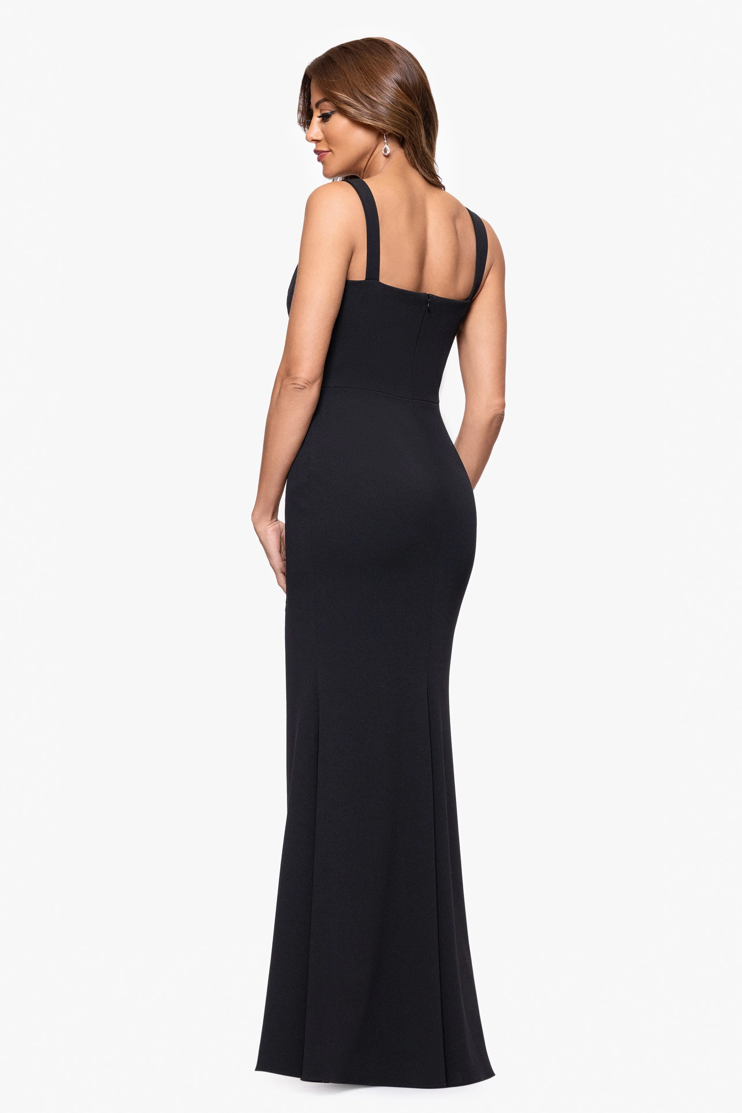 "Lydia" Scuba Crepe Embellished Neckline Floor Length Dress sold by Xscape product image thumbnail 3