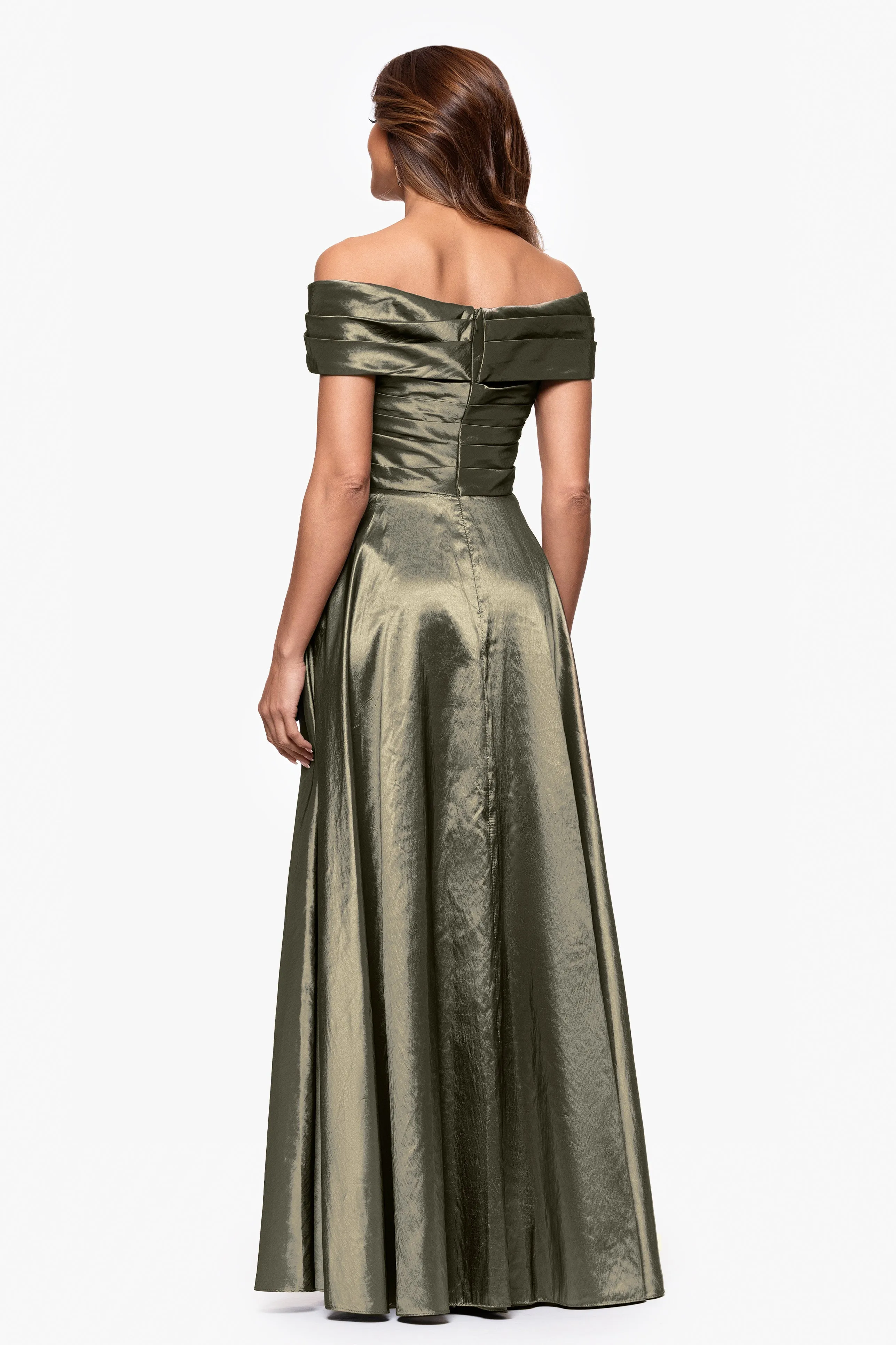 "Mildred" Taffeta Off the Shoulder Floor Length Dress sold by Xscape product image thumbnail 3