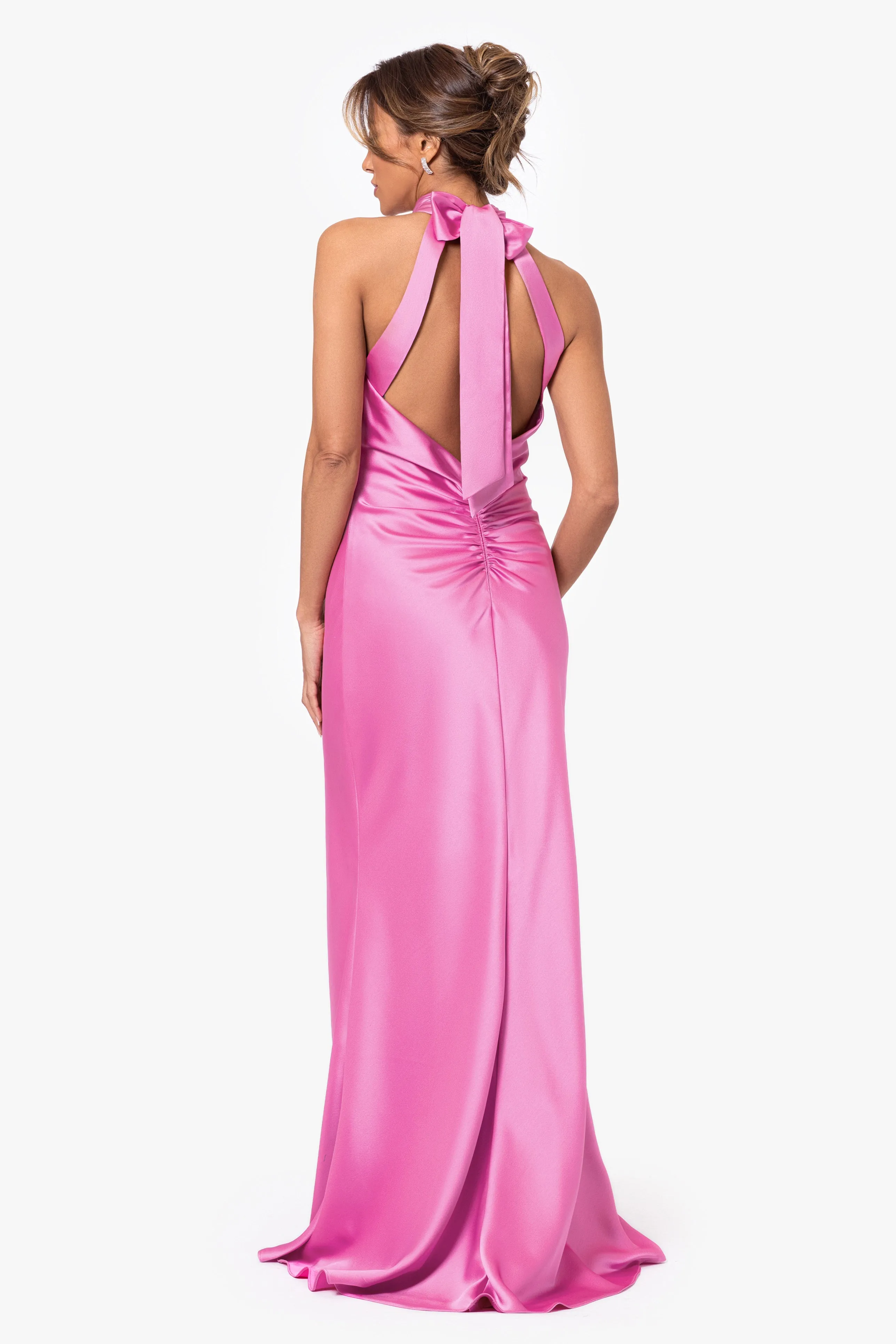 "Roxanna" Satin Halter Neck Floor Length Dress sold by Xscape product image thumbnail 3