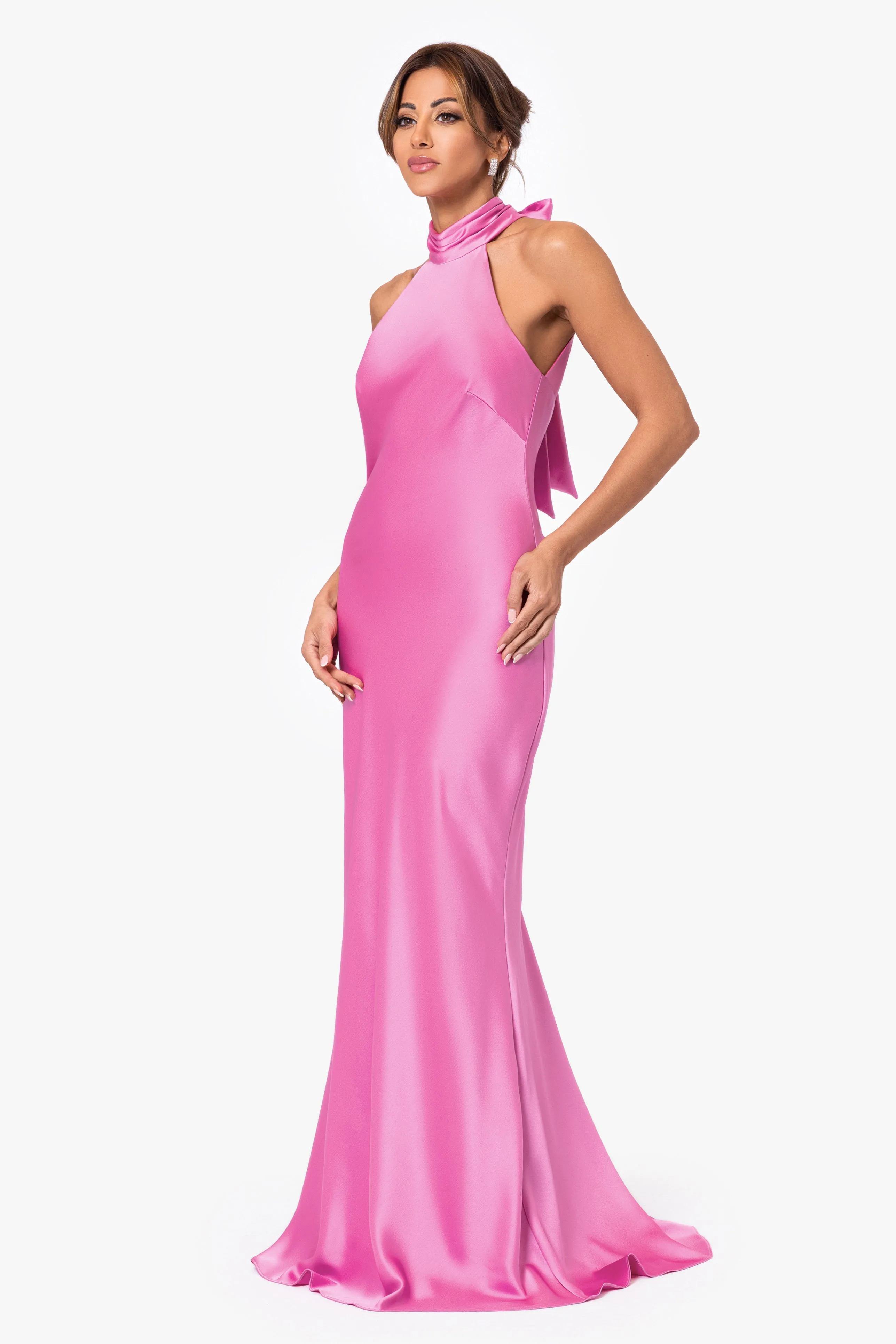 "Roxanna" Satin Halter Neck Floor Length Dress sold by Xscape product image thumbnail 4