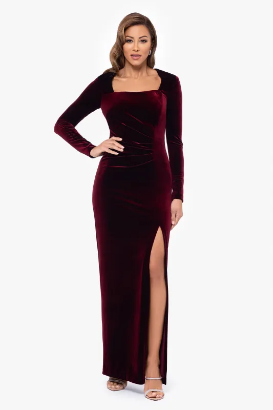 "Lita" Velvet Long Sleep Floor Length Dress sold by Xscape