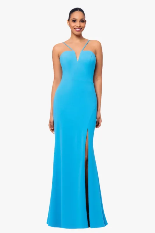 "Tasha" Scuba Crepe Spaghetti Strap V-Neck Dress sold by Xscape