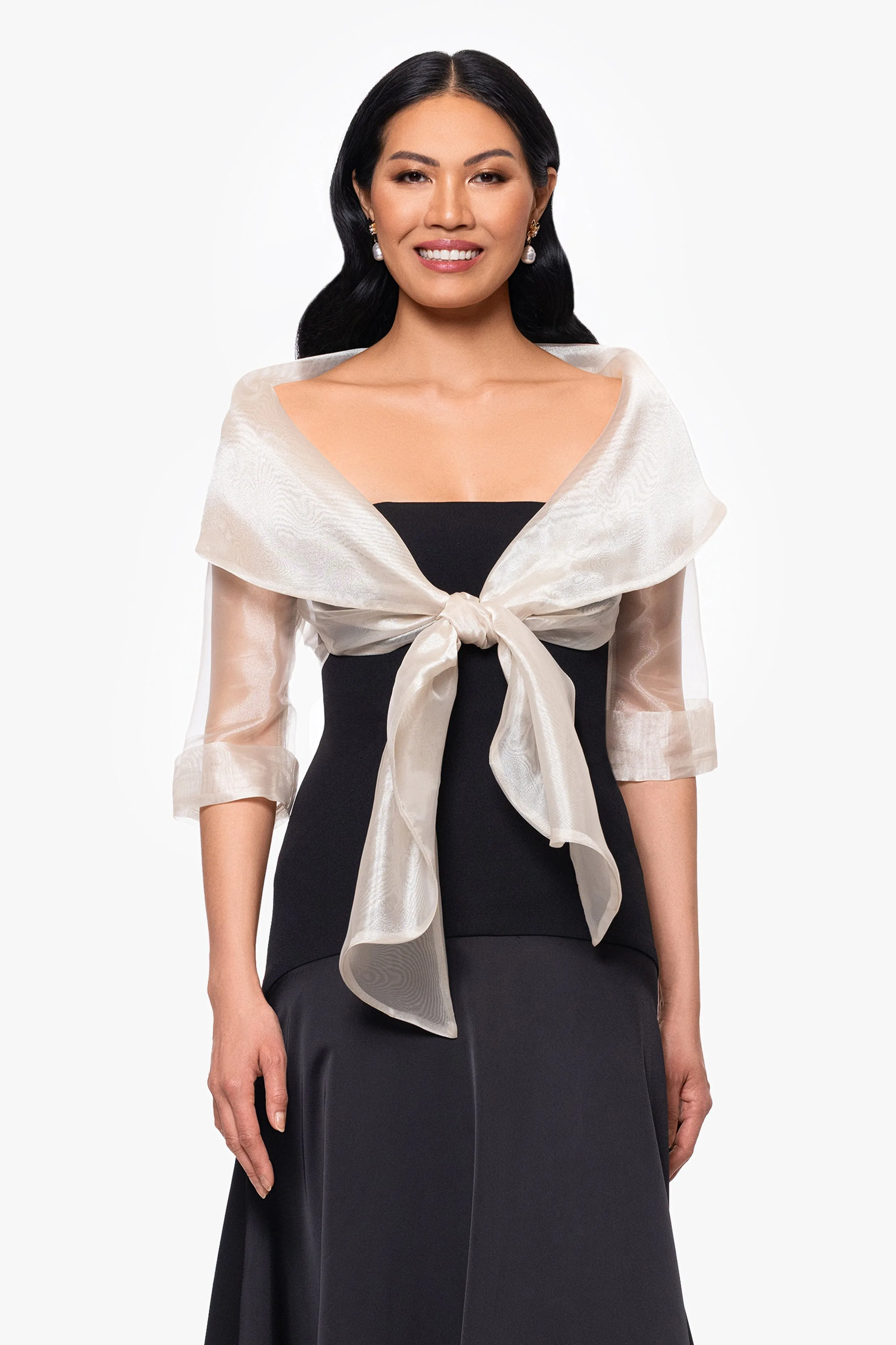 "Agnes" Organza 3/4 Sleeve Shawl Wrap sold by Xscape