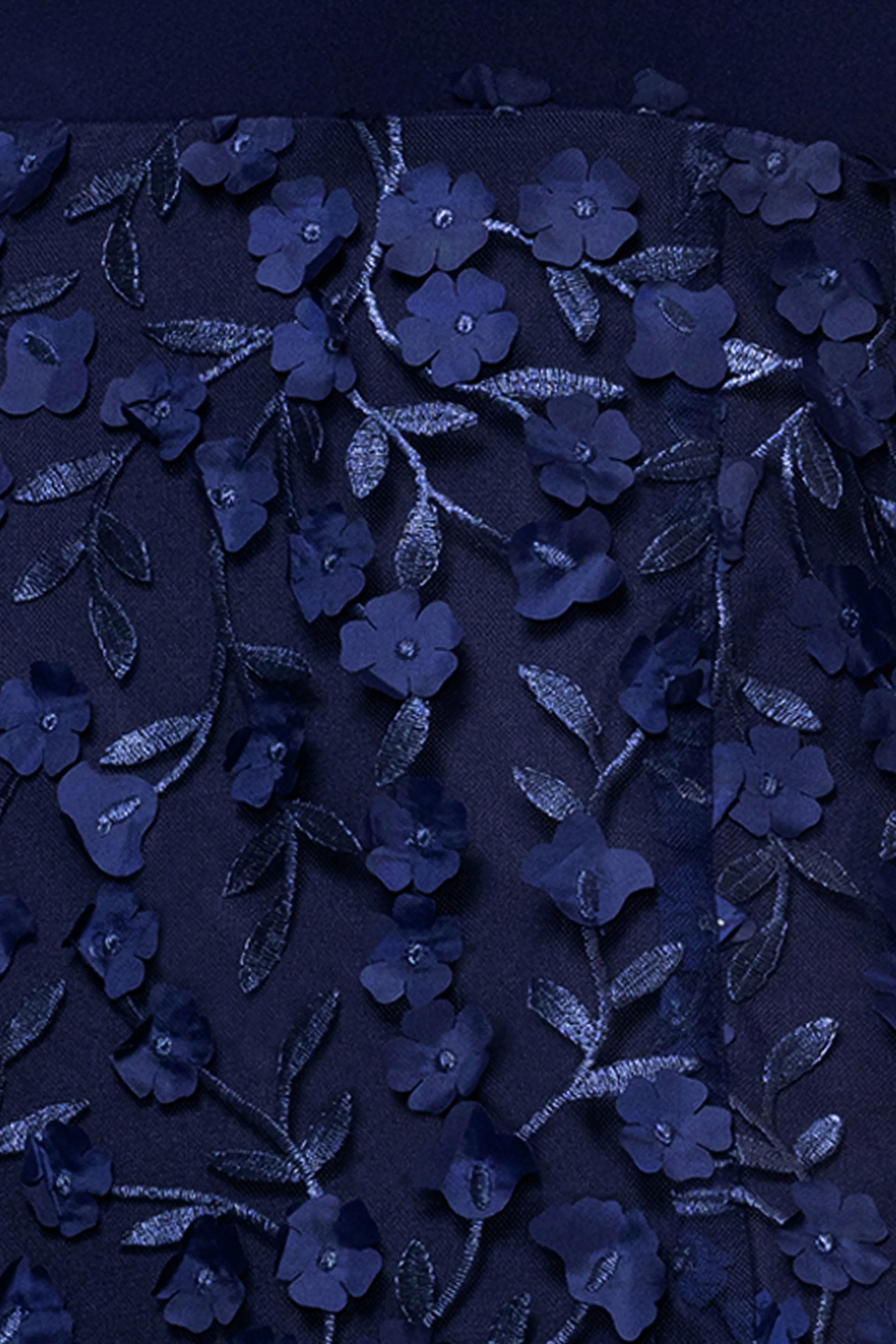 "Iris" Jersey Knit V-Neck Raised Flower Long Dress sold by Xscape product image thumbnail 5