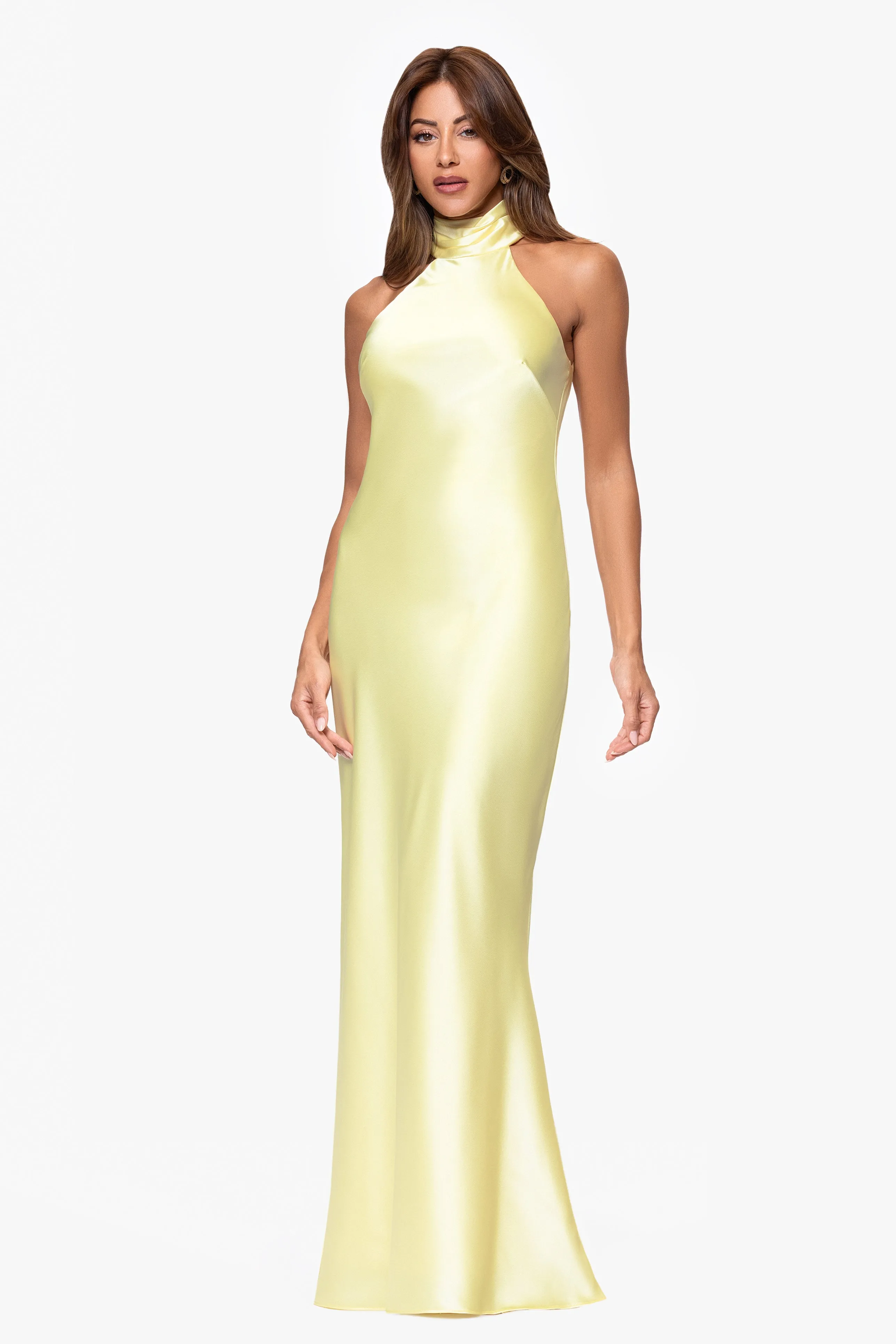 "Roxanna" Satin Halter Neck Floor Length Dress sold by Xscape product image thumbnail 4