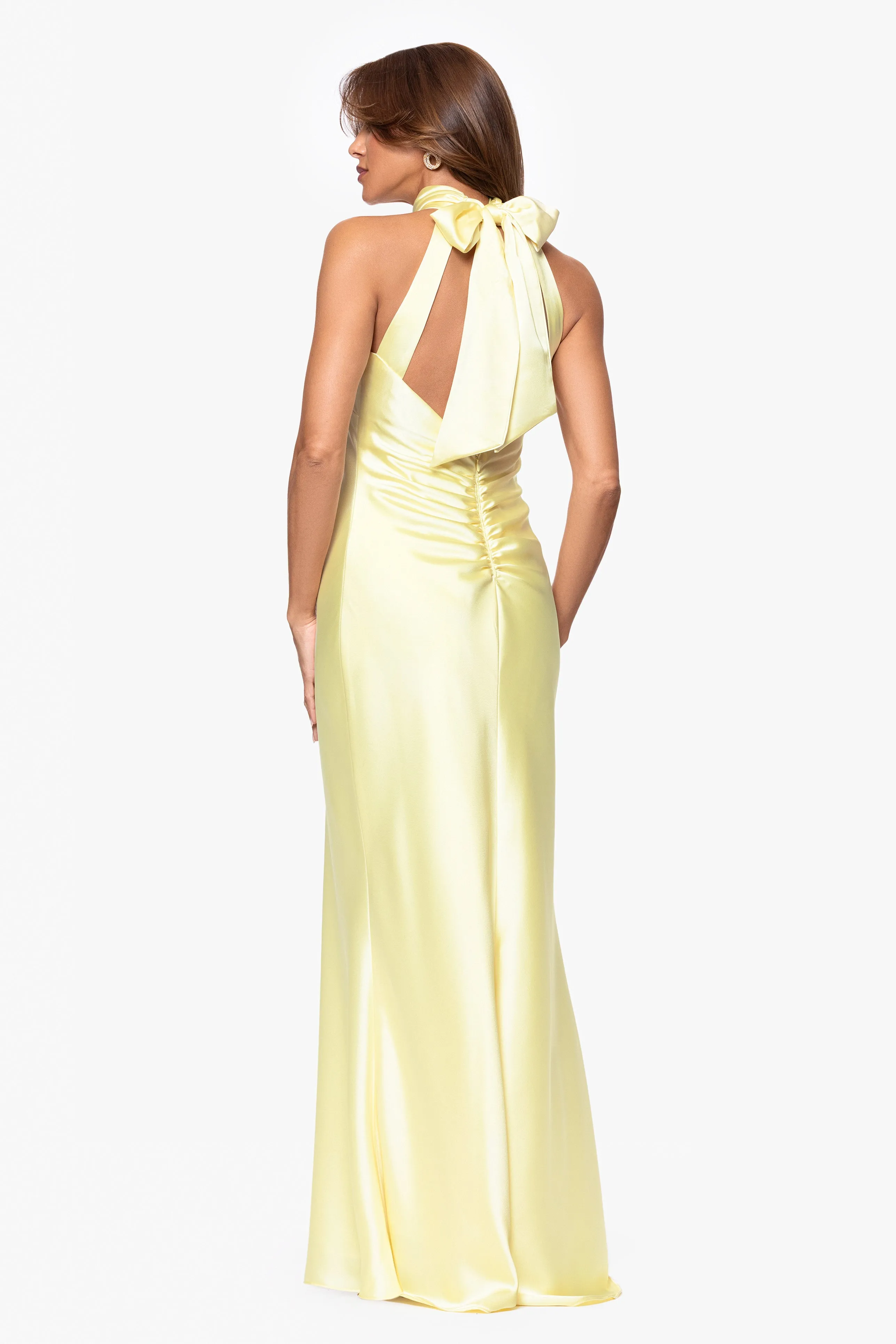 "Roxanna" Satin Halter Neck Floor Length Dress sold by Xscape product image thumbnail 3