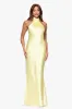 "Roxanna" Satin Halter Neck Floor Length Dress sold by Xscape