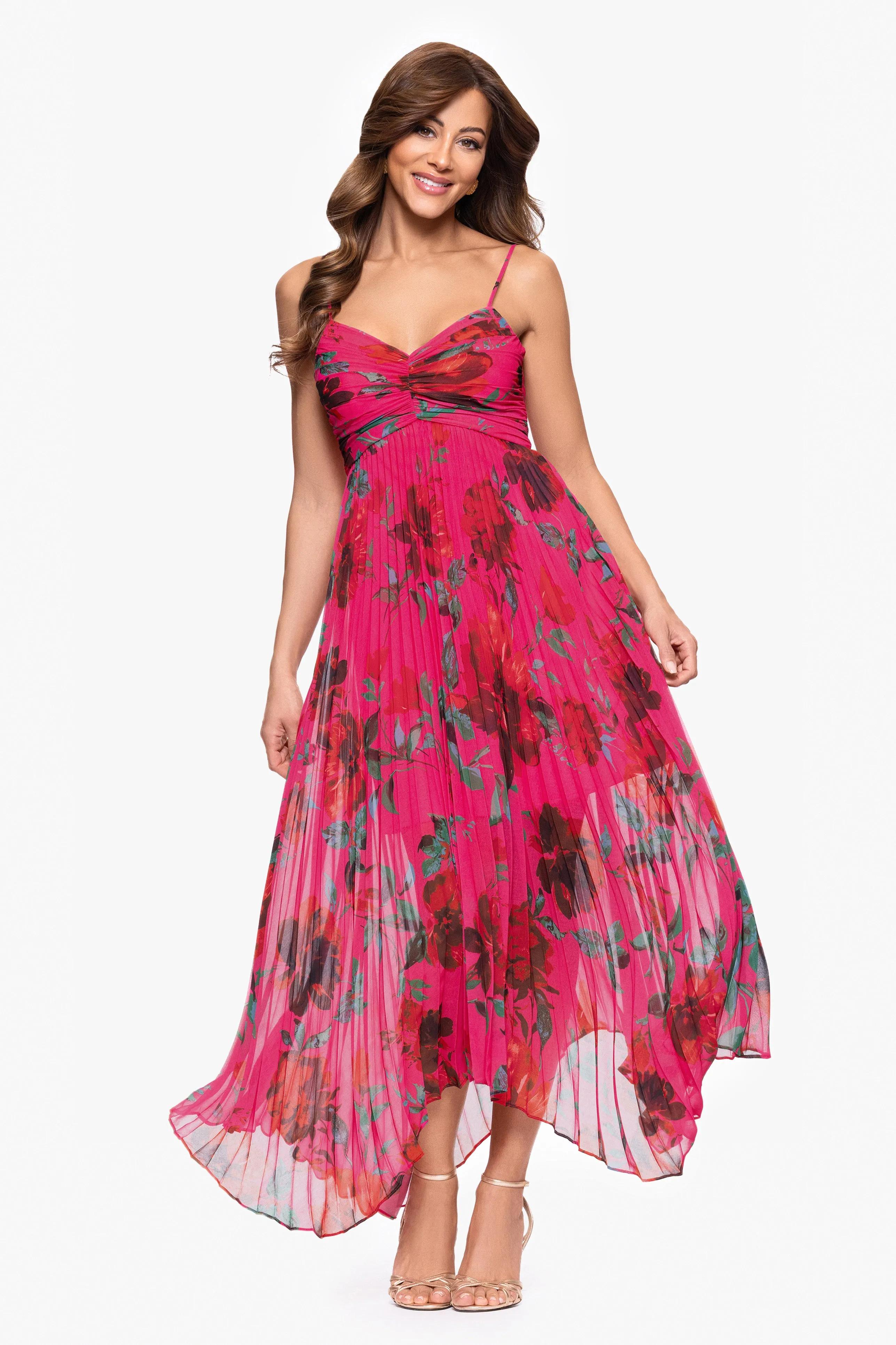 "Allison" Print Chiffon Spaghetti Strap Dress sold by Xscape product image thumbnail 4