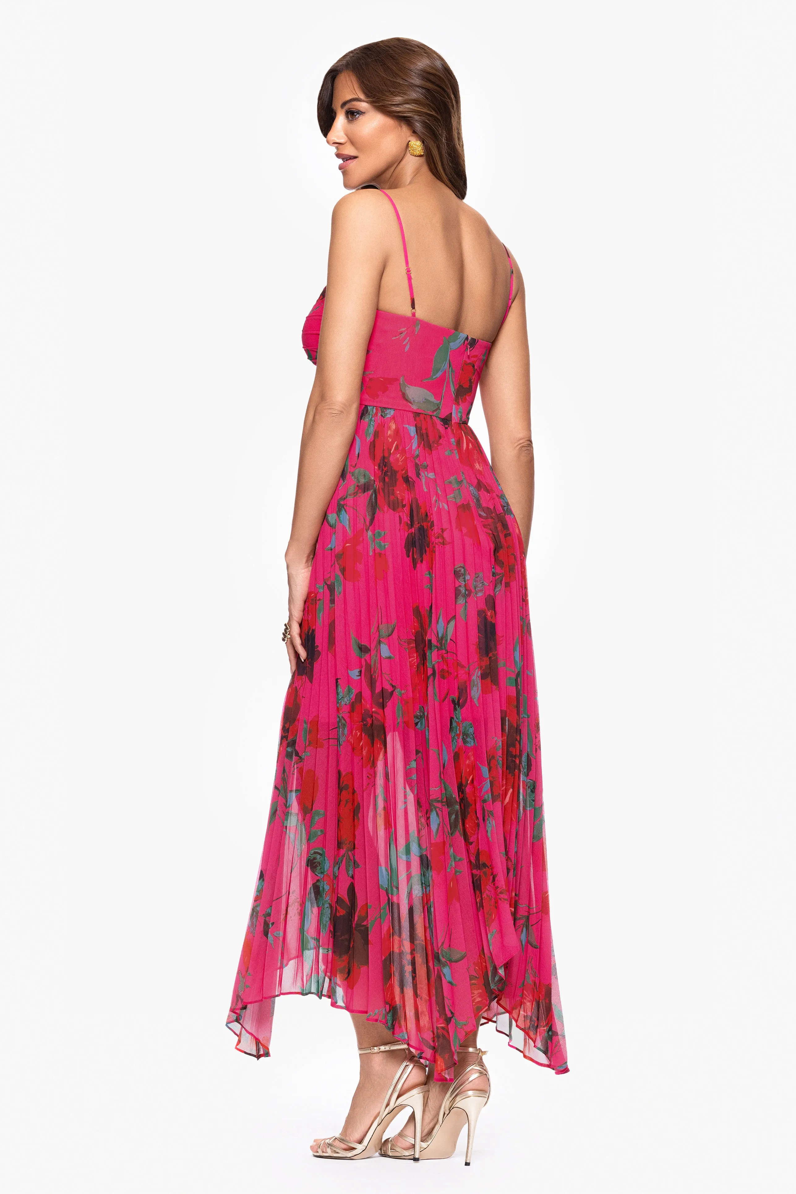 "Allison" Print Chiffon Spaghetti Strap Dress sold by Xscape product image thumbnail 3