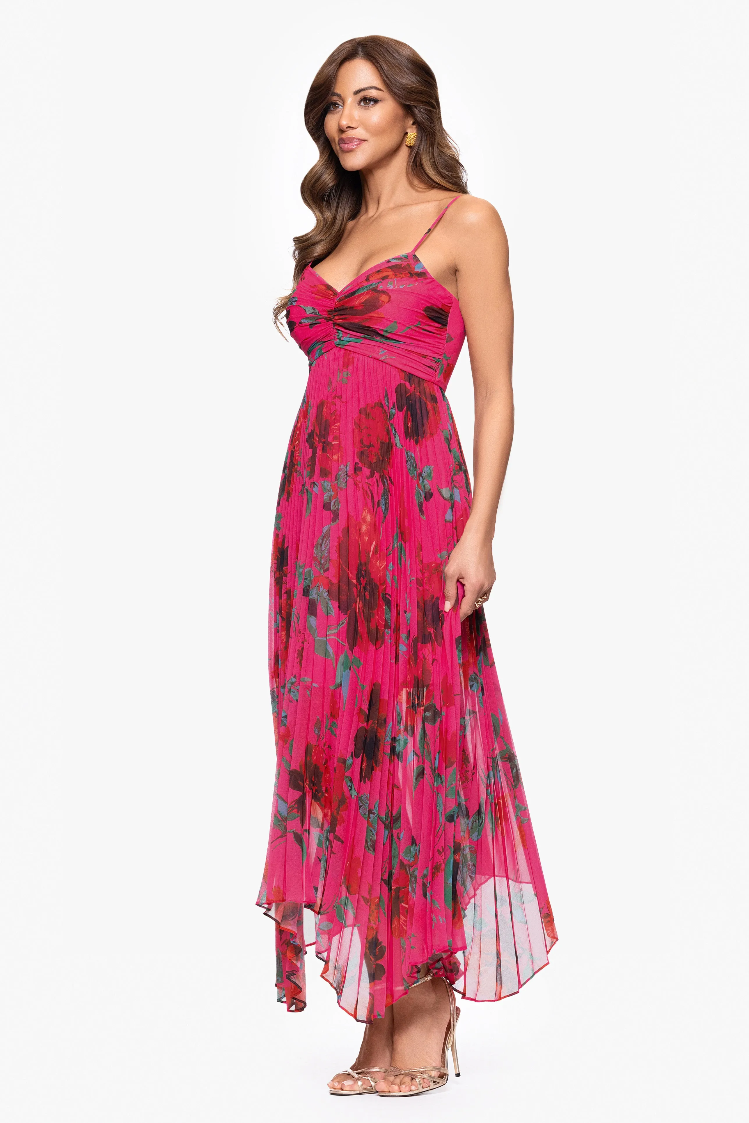 "Allison" Print Chiffon Spaghetti Strap Dress sold by Xscape product image thumbnail 5