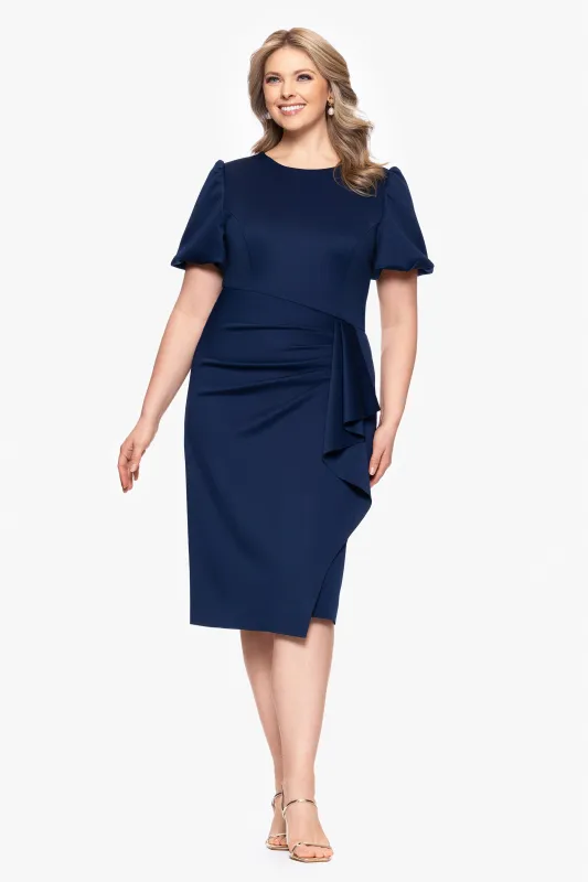 Plus "Marleen" Techno Scuba Bubble Sleeve Knee Length Dress sold by Xscape