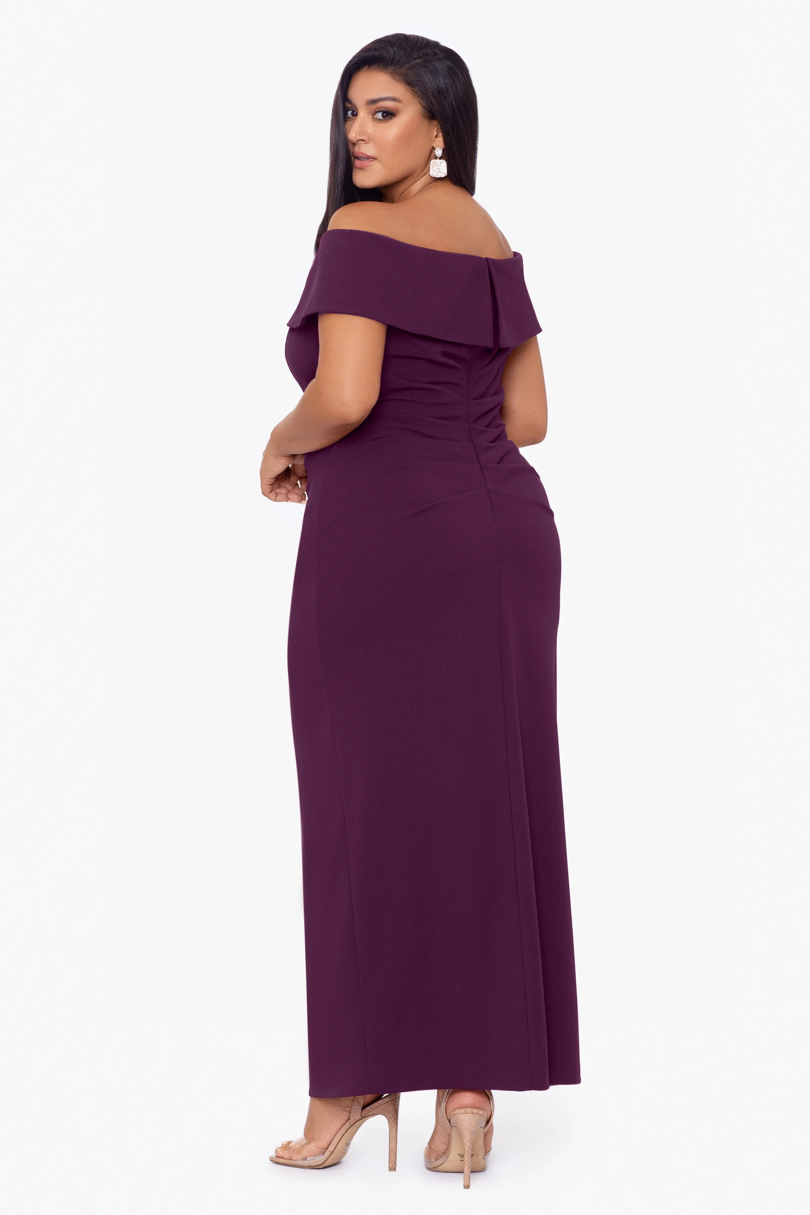 Plus "Camila" Long Off the Shoulder Slit Gown sold by Xscape product image thumbnail 4