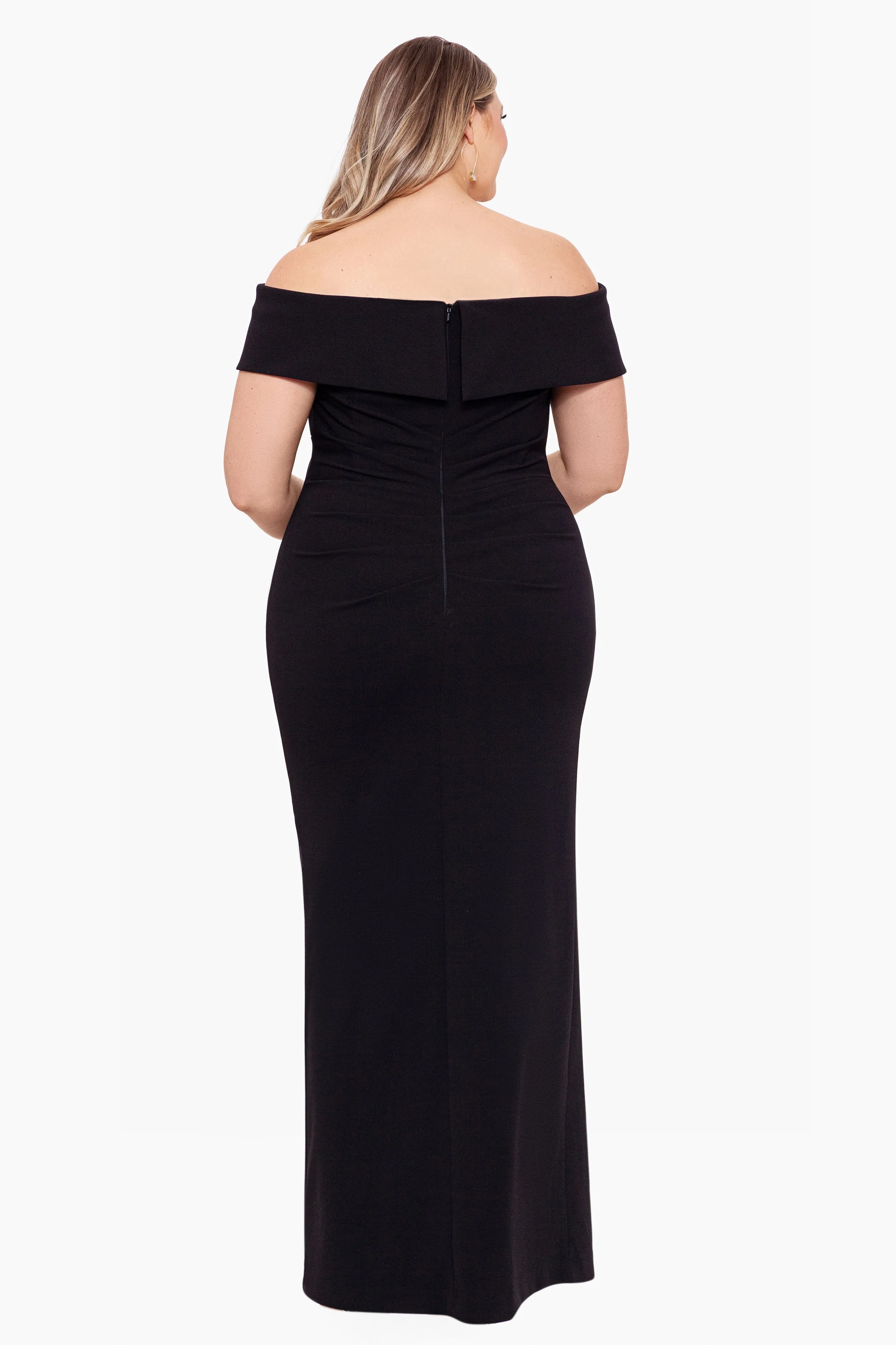 Plus "Camila" Long Off the Shoulder Slit Gown sold by Xscape product image thumbnail 2